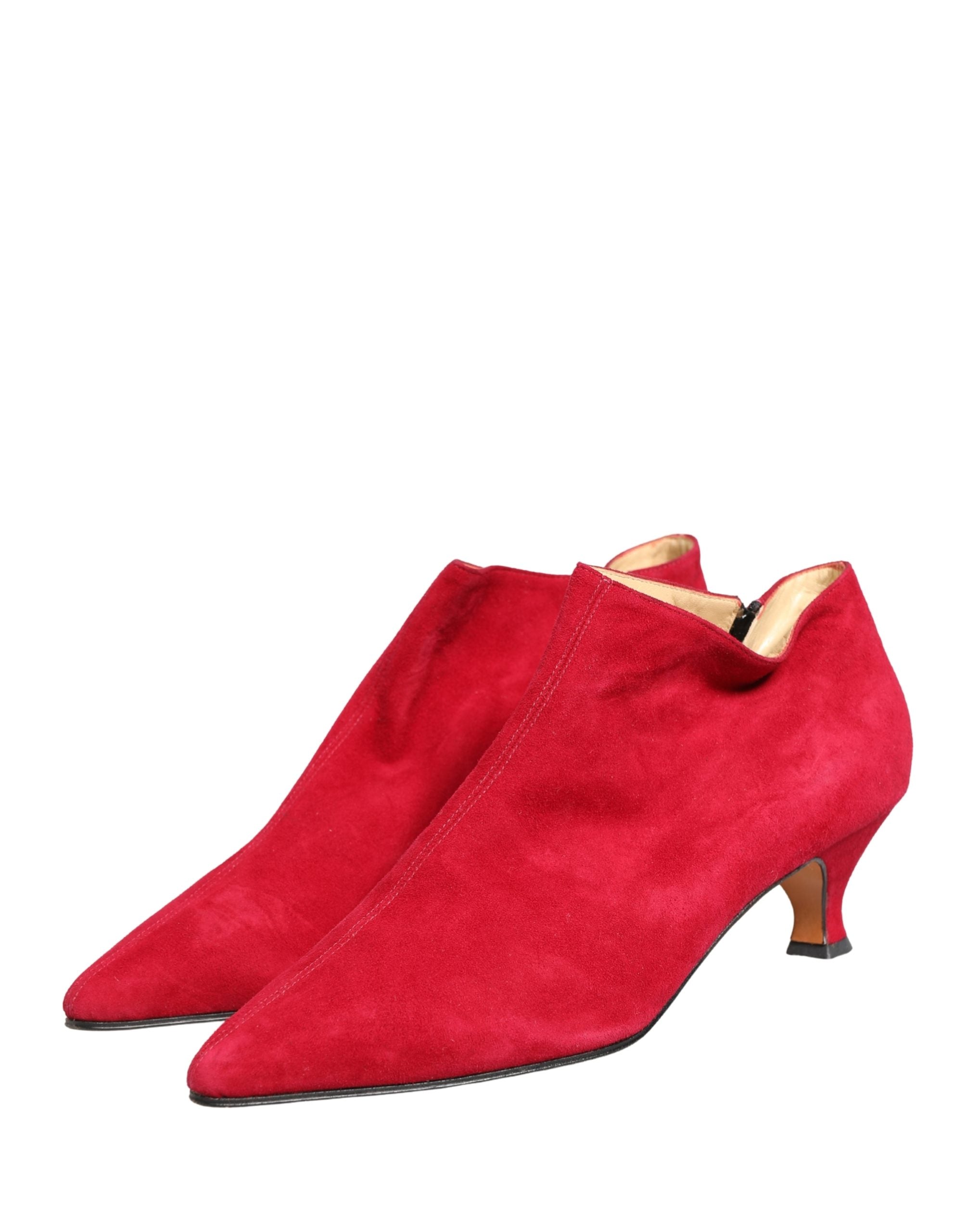 Dolce & Gabbana Rote Wildleder Stiefeletten Schuhe