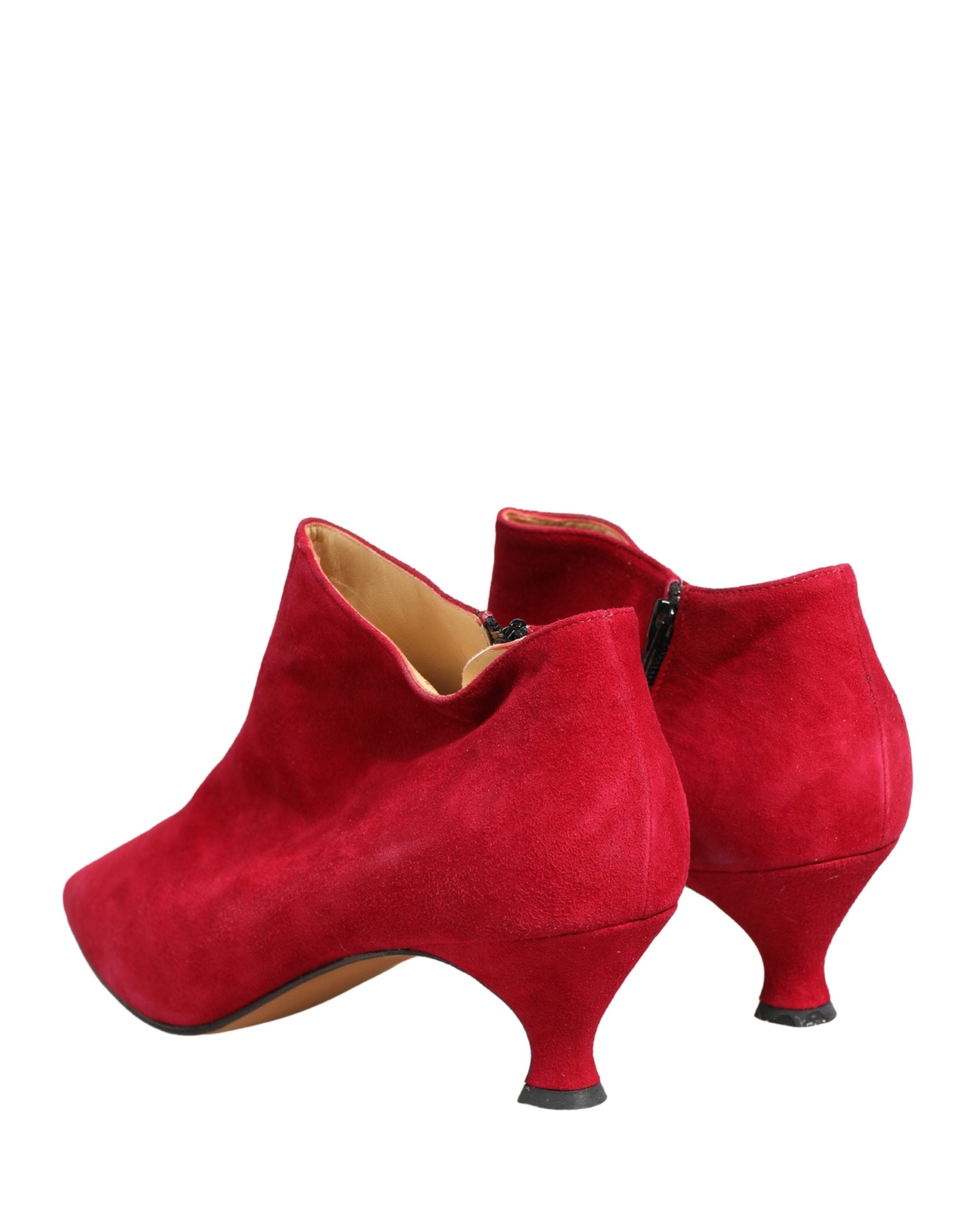 Dolce & Gabbana Rote Wildleder Stiefeletten Schuhe