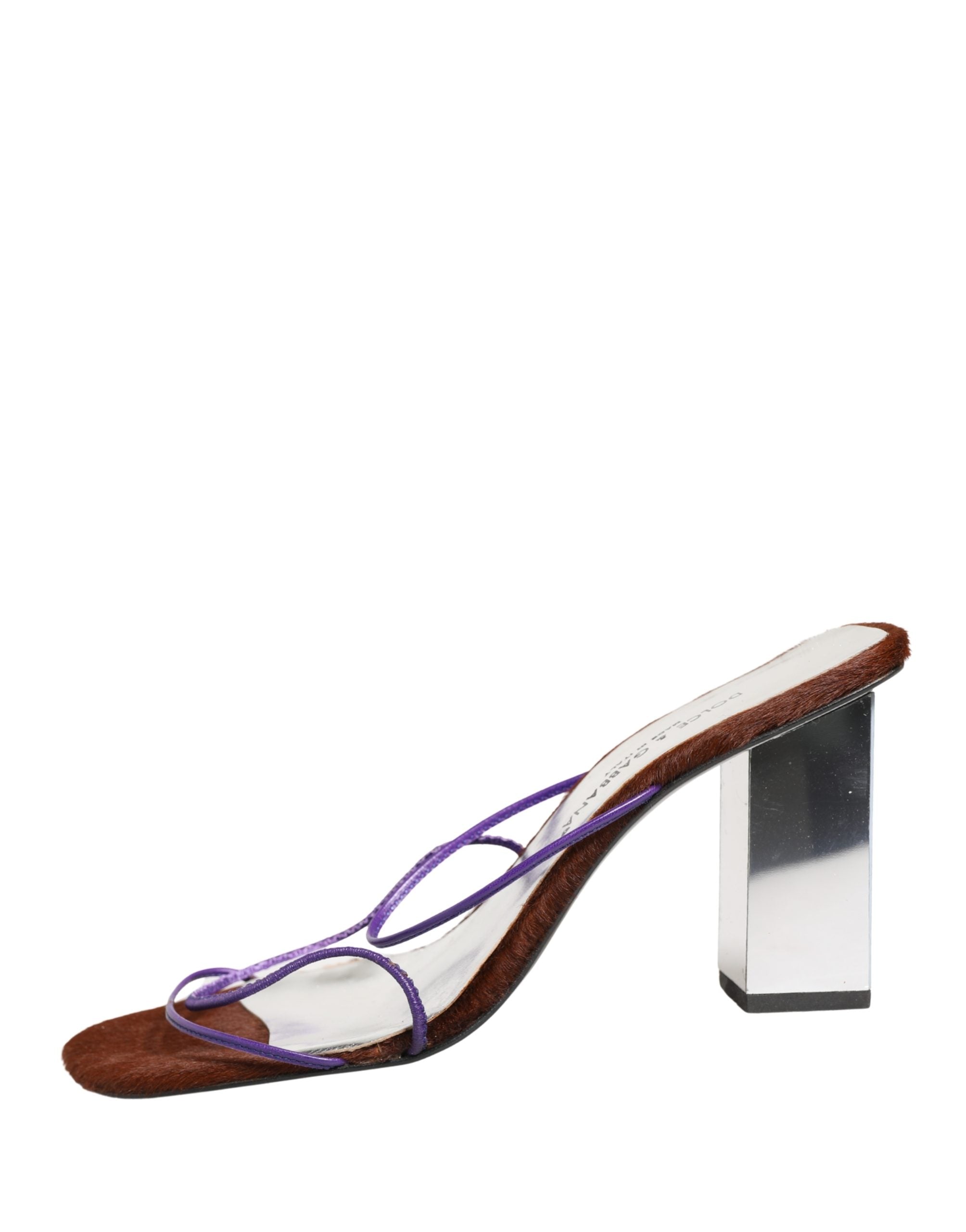 Dolce & Gabbana Silberne Blockabsatz Sandalen zum Reinschlüpfen