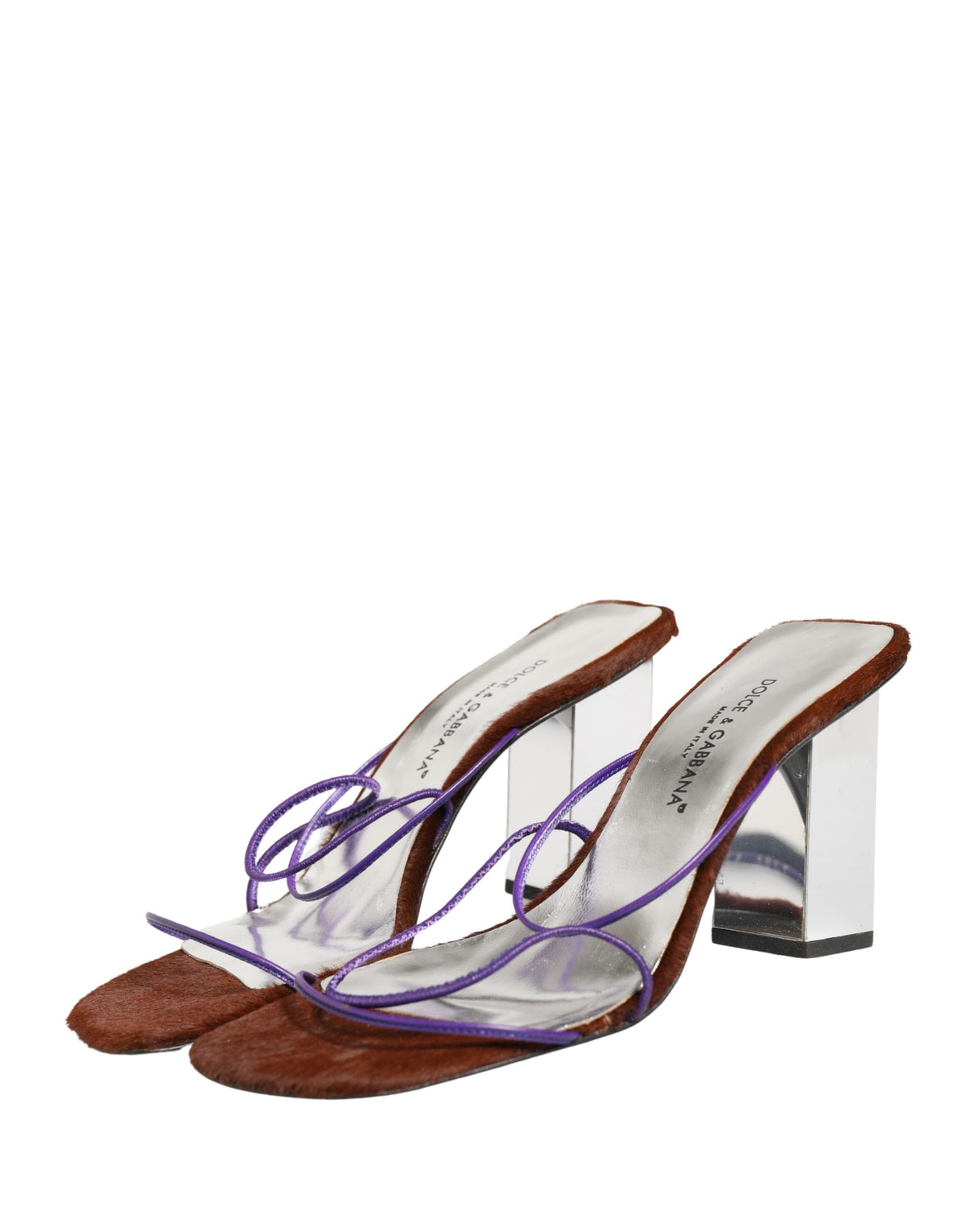 Dolce & Gabbana Silberne Blockabsatz Sandalen zum Reinschlüpfen