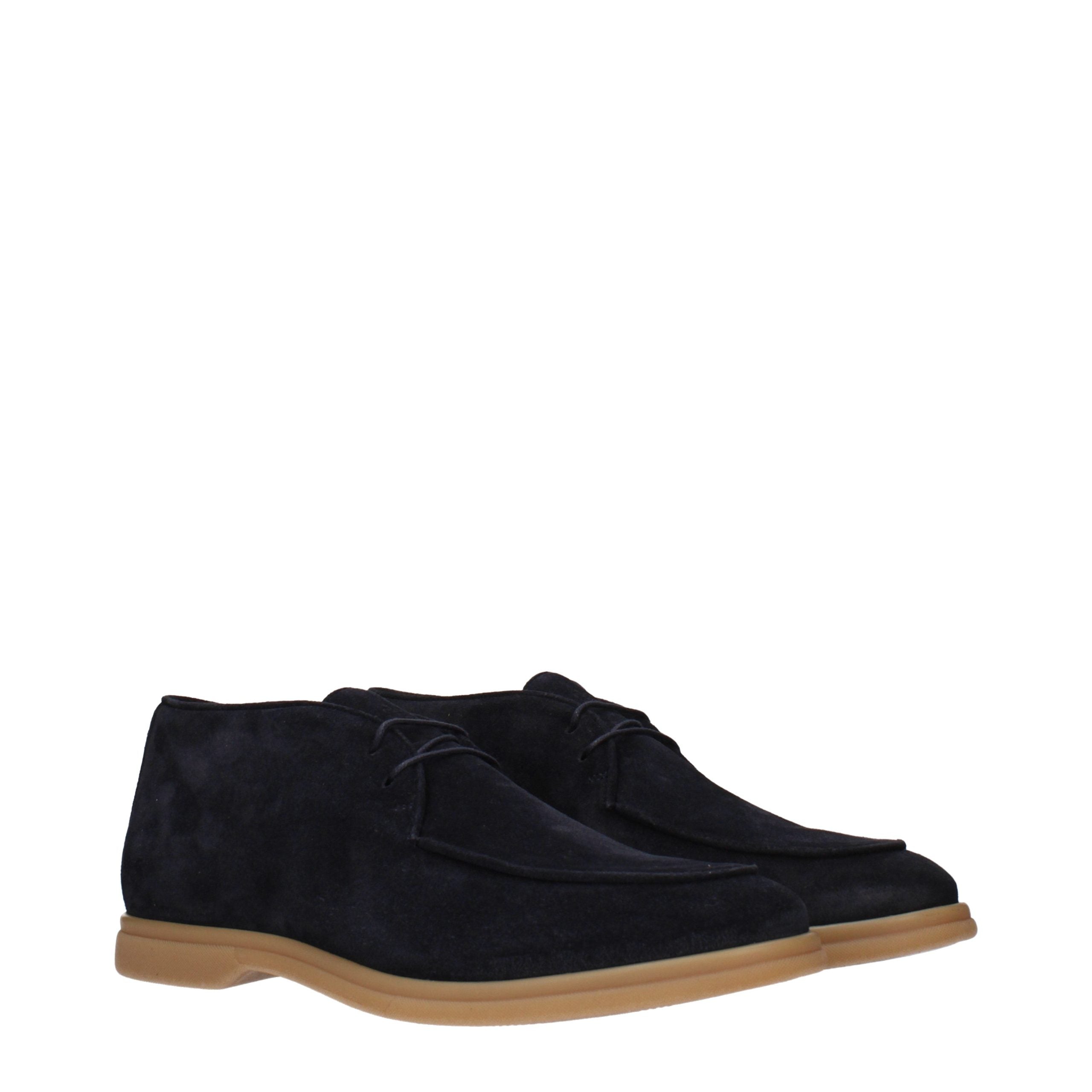 Eleventy Blauwe Leren Oxfords En Derbies