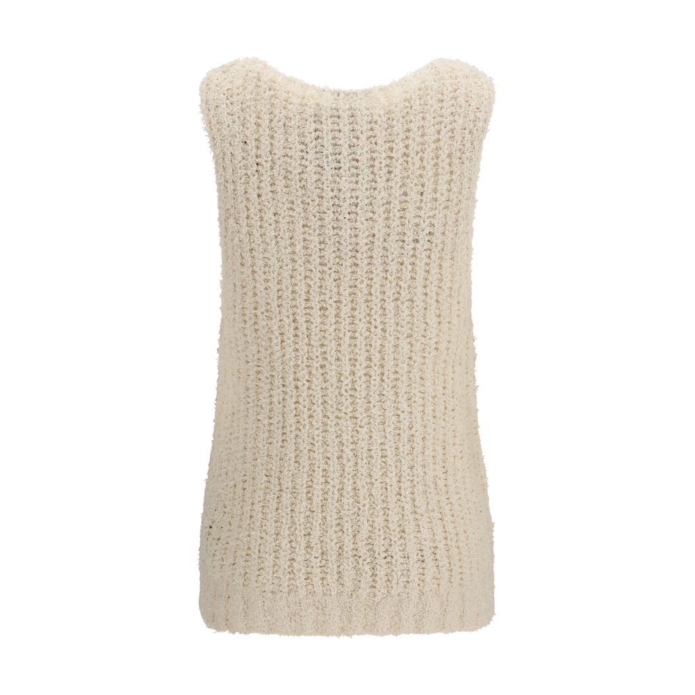 Balmain Beige Cotton Sleeveles Sweater