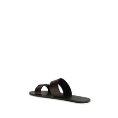 Saint Laurent Bruine Kalfsleren Platte Sandalen van de Bos Taurus