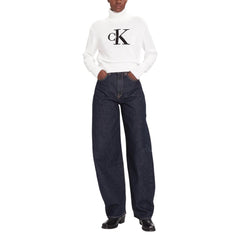 Calvin Klein Jeans Weißer Baumwoll-Rollkragenpullover
