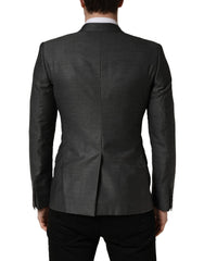 Dolce & Gabbana Dunkelgraue Woll-Jacke Slim Fit Blazer