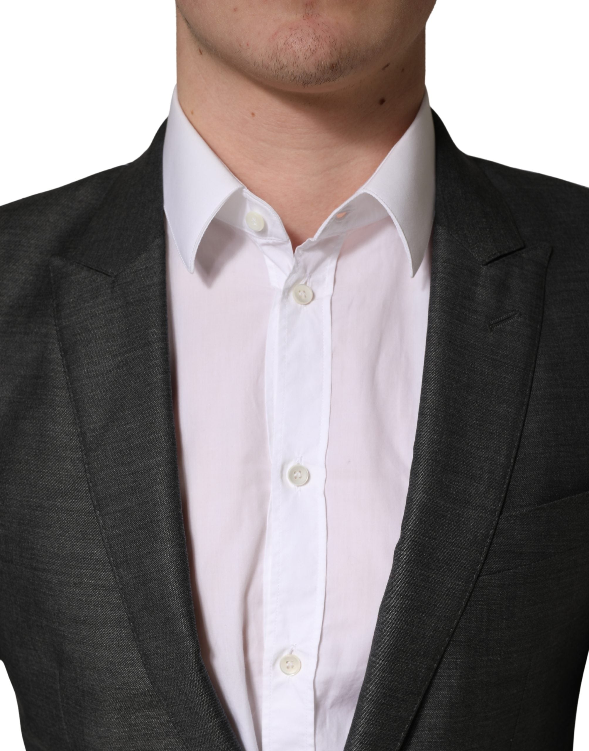 Dolce & Gabbana Dunkelgraue Woll-Jacke Slim Fit Blazer