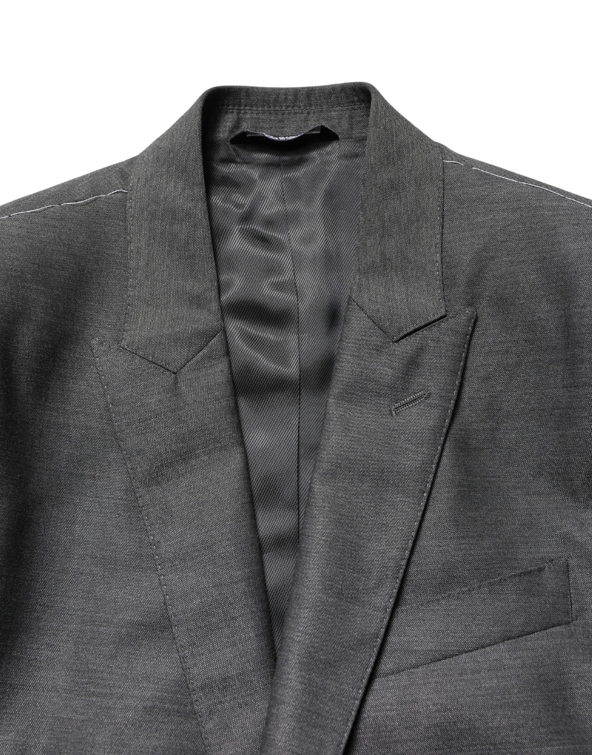 Dolce & Gabbana Dunkelgraue Woll-Jacke Slim Fit Blazer