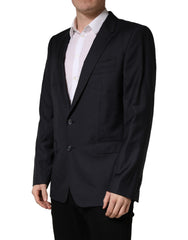 Dolce & Gabbana Schwarzer Mantel aus Wolle, schmal geschnitten, für Herren, Jackett, Blazer