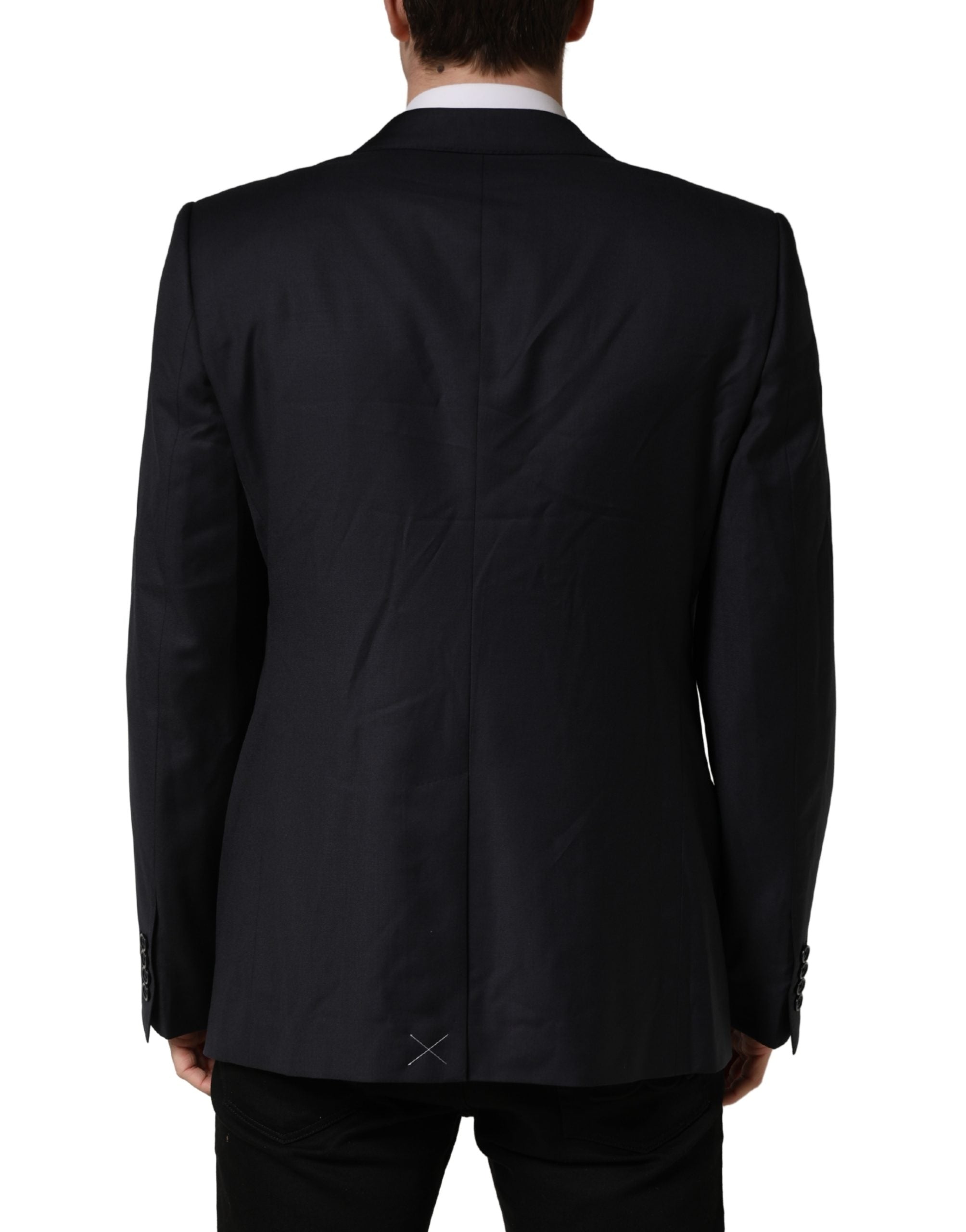 Dolce & Gabbana Schwarzer Mantel aus Wolle, schmal geschnitten, für Herren, Jackett, Blazer