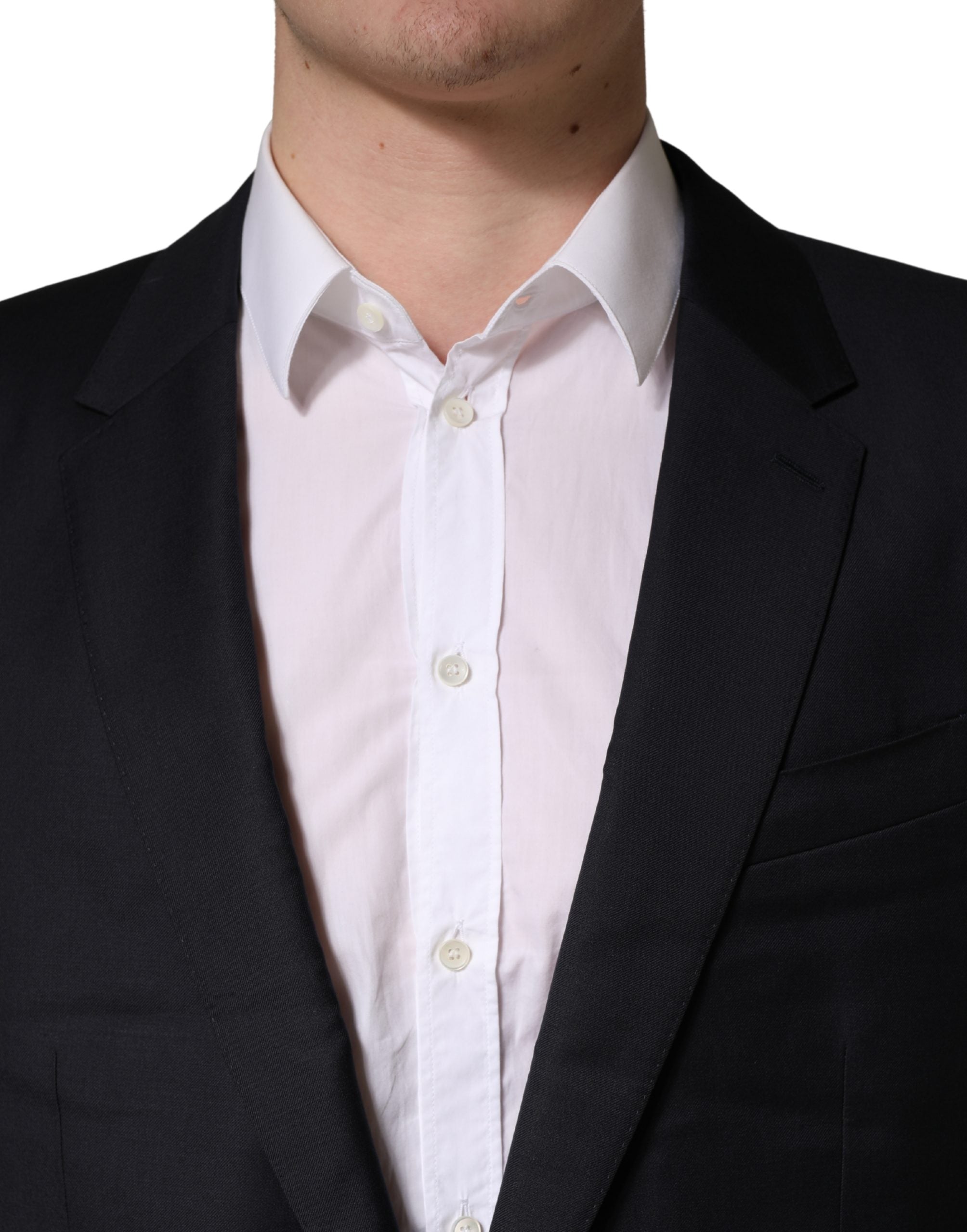 Dolce & Gabbana Schwarzer Mantel aus Wolle, schmal geschnitten, für Herren, Jackett, Blazer
