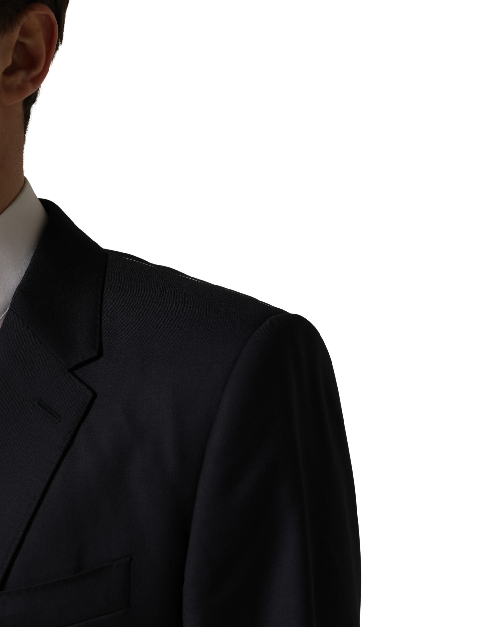 Dolce & Gabbana Schwarzer Mantel aus Wolle, schmal geschnitten, für Herren, Jackett, Blazer