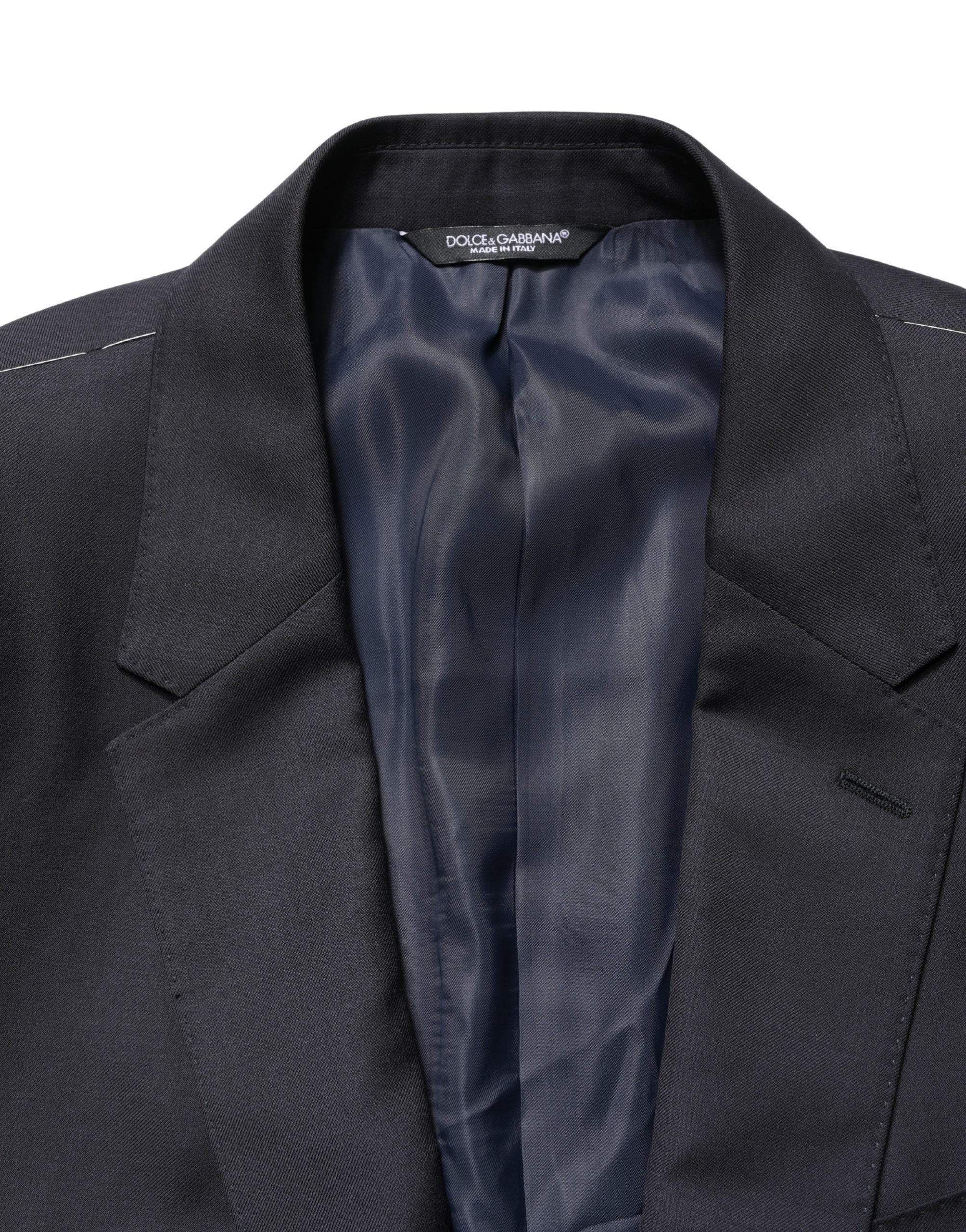 Dolce & Gabbana Schwarzer Mantel aus Wolle, schmal geschnitten, für Herren, Jackett, Blazer