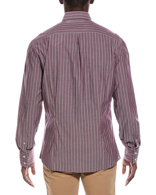 Brunello Cucinelli Bicolor Cotton Pattern Shirt