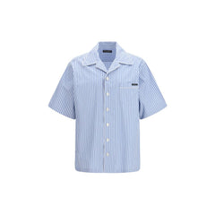 Dolce & Gabbana Blaues Kurzarmhemd aus Baumwolle