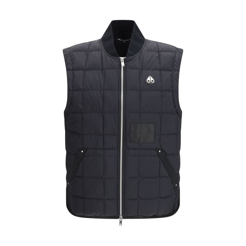 Moose Knuckles Schwarze ärmellose Nylonjacke