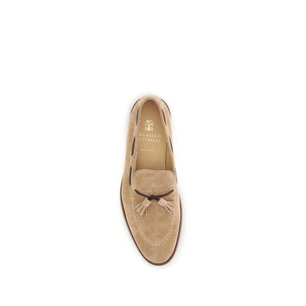 Brunello Cucinelli Braune Kalbsleder Slipper Bos Taurus