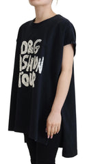 Dolce & Gabbana Schwarzes D&G Fashion Rundhals Baumwoll-T-Shirt