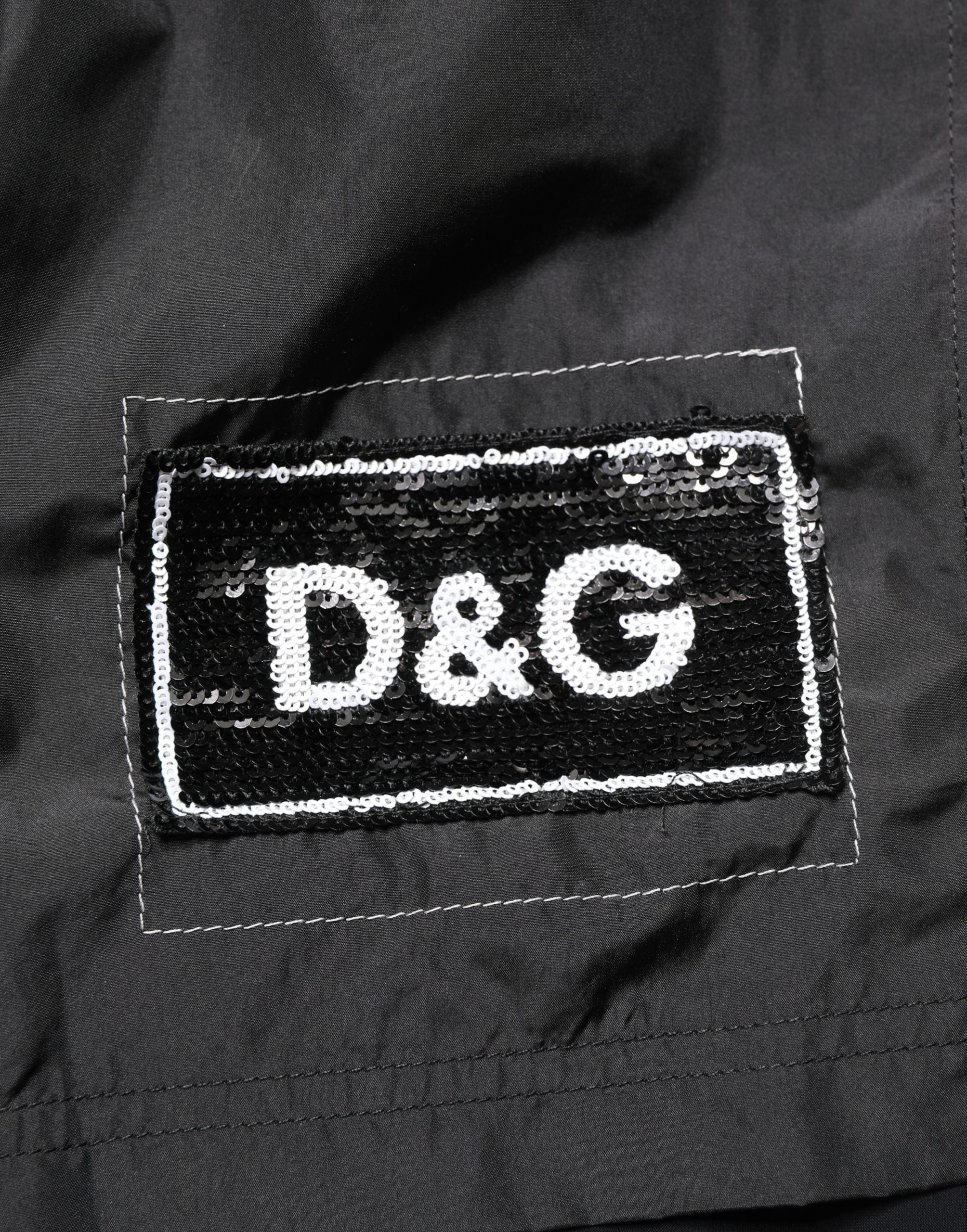 Dolce & Gabbana Schwarze Polyester-Badehose für Herren mit Kordelzug