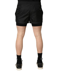 Dolce & Gabbana Schwarze Polyester-Badehose für Herren mit Kordelzug