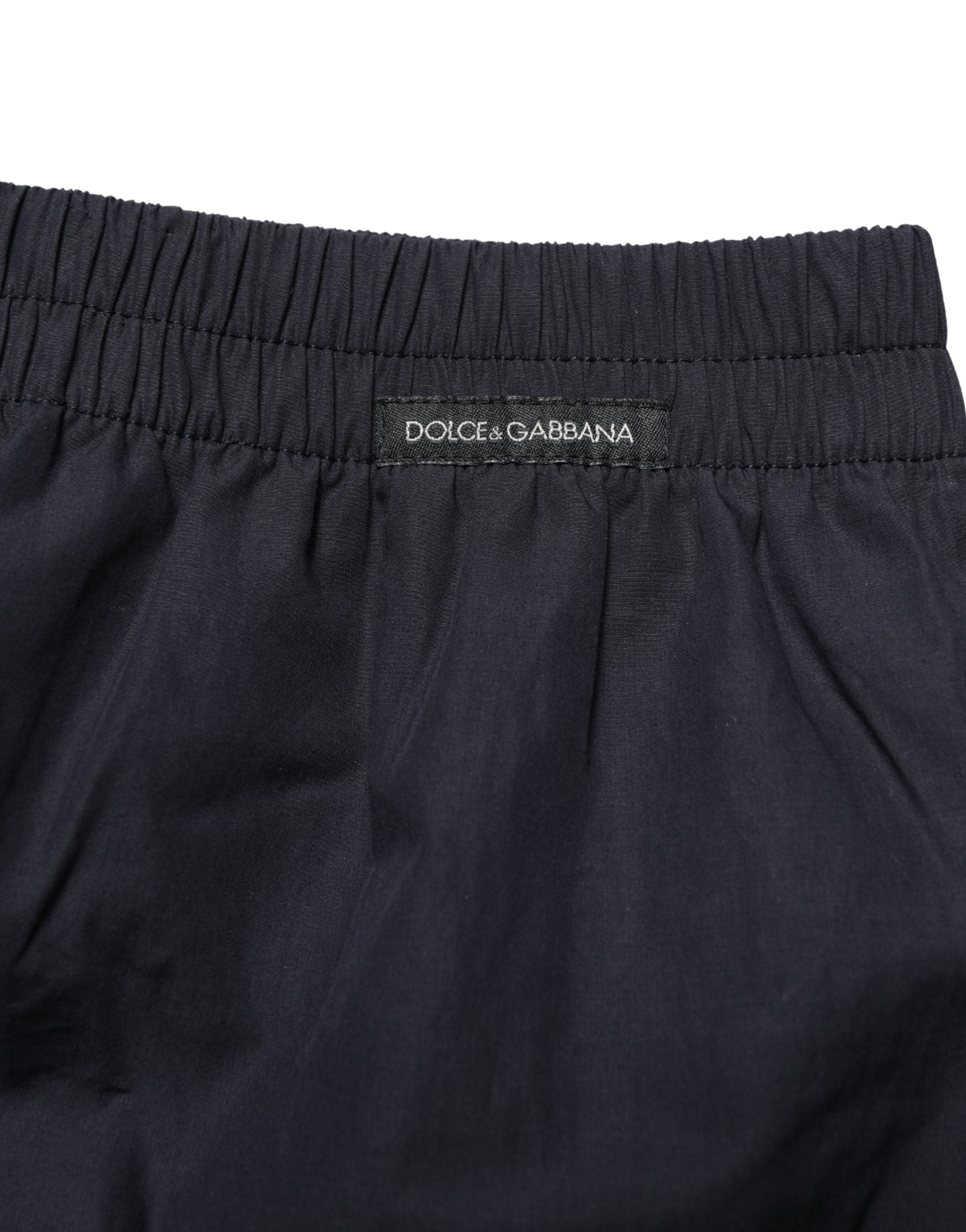 Dolce & Gabbana Schwarze Baumwolle Elastische Taille Badehose Bademode