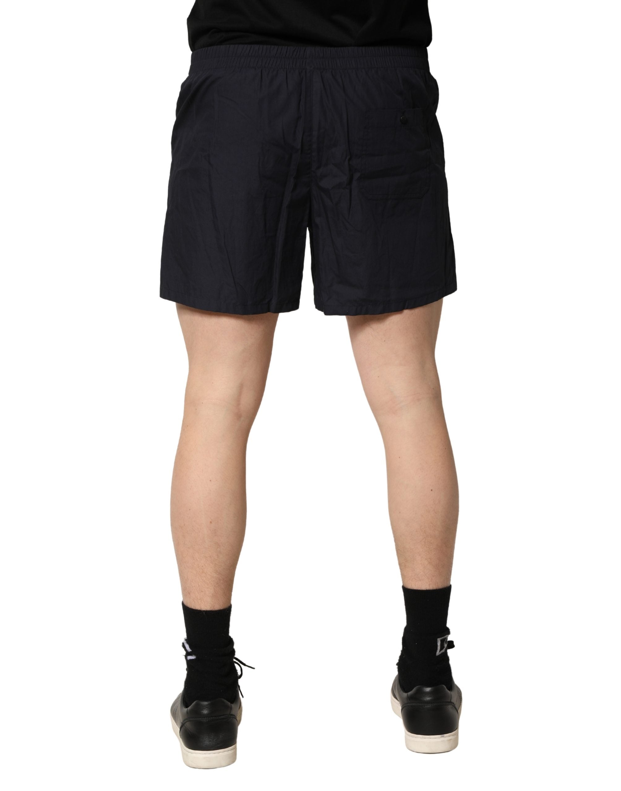 Dolce & Gabbana Schwarze Baumwolle Elastische Taille Badehose Bademode