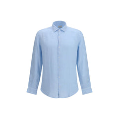 Brooksfield Blauw Linnen Overhemd