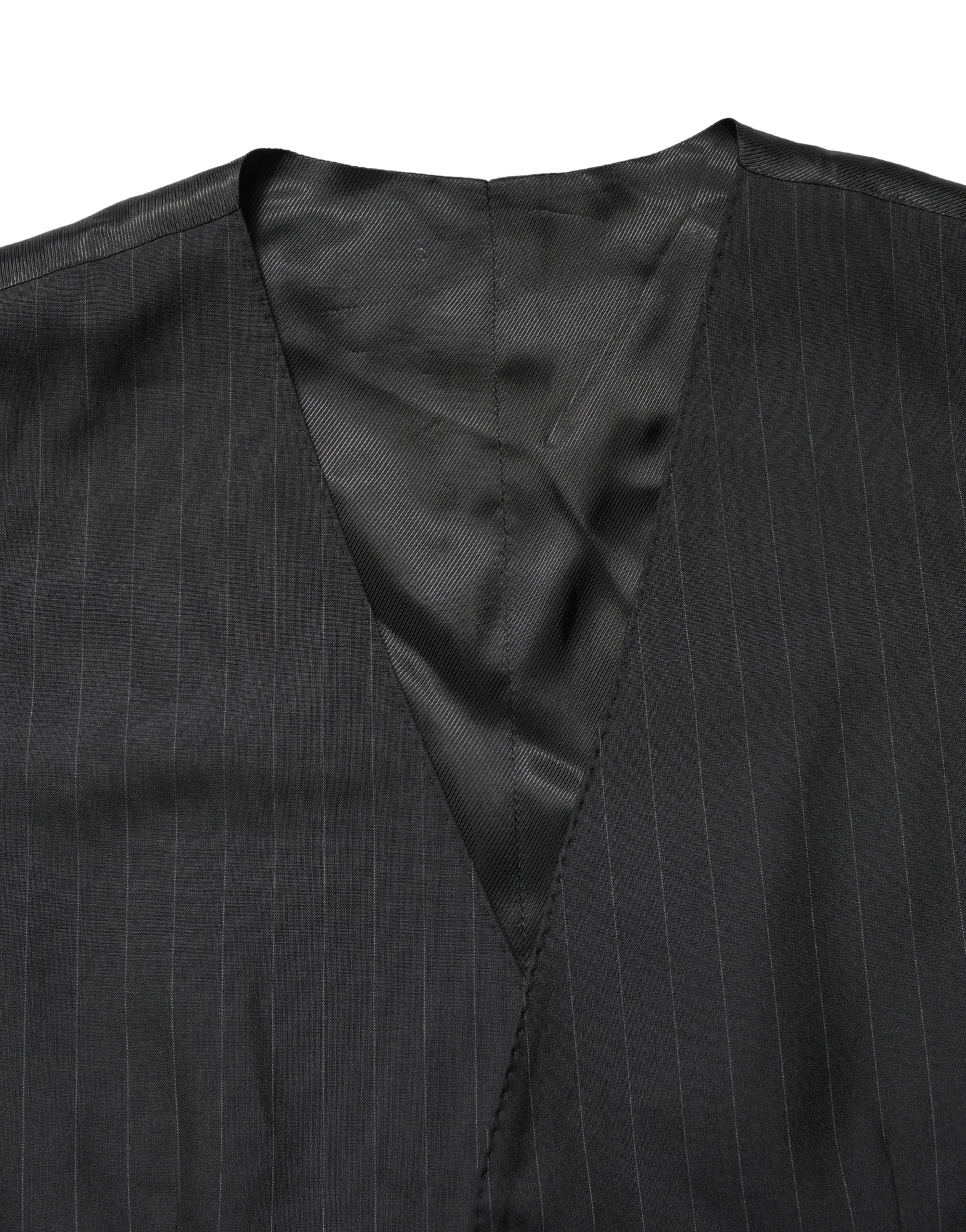 Dolce & Gabbana Black Stripe Single Breasted Waistcoat Vest
