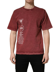 Dolce & Gabbana Rundhals-T-Shirt mit kurzem Arm und burgunderfarbenem Print