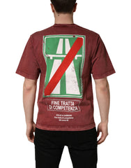 Dolce & Gabbana Rundhals-T-Shirt mit kurzem Arm und burgunderfarbenem Print