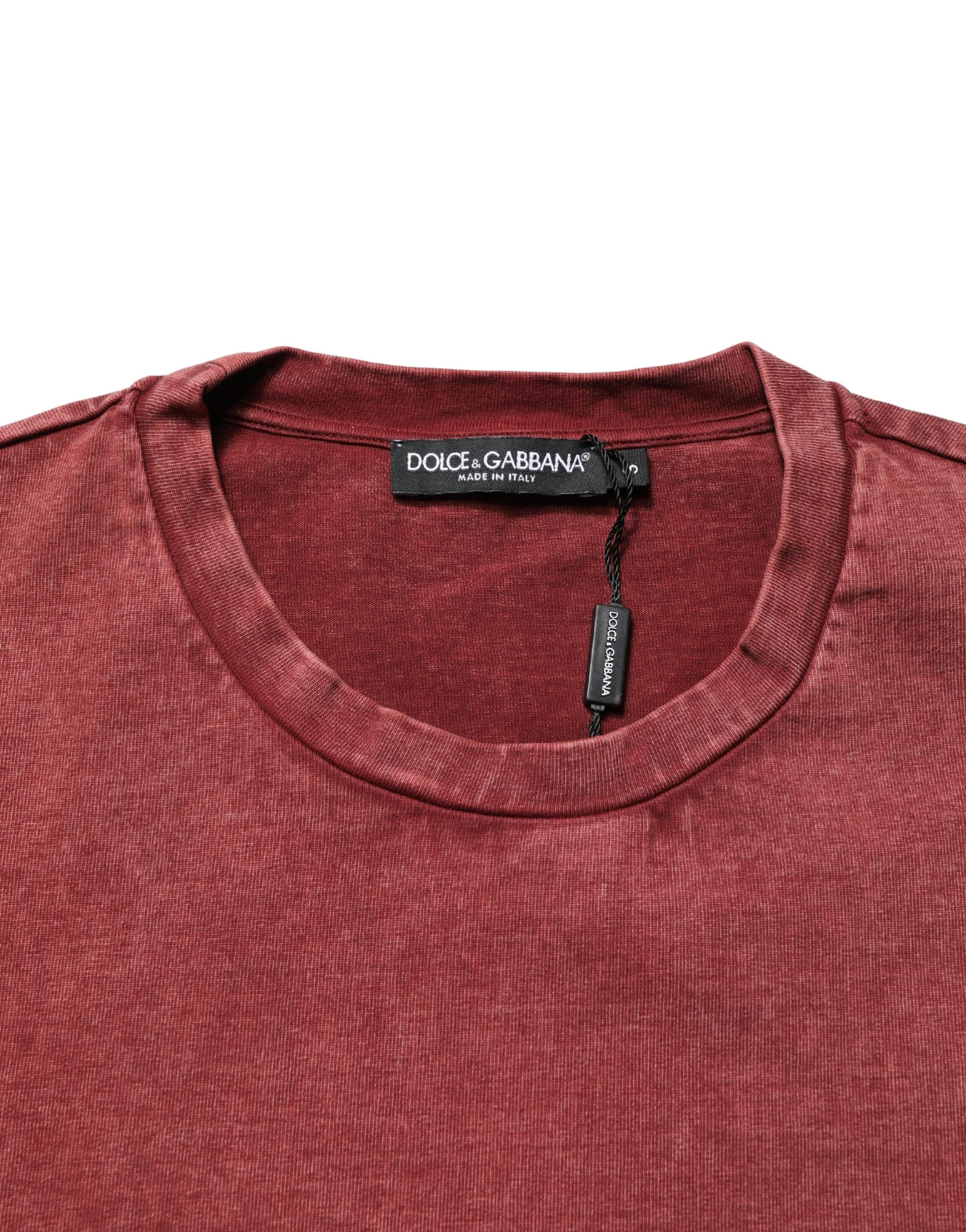 Dolce & Gabbana Rundhals-T-Shirt mit kurzem Arm und burgunderfarbenem Print