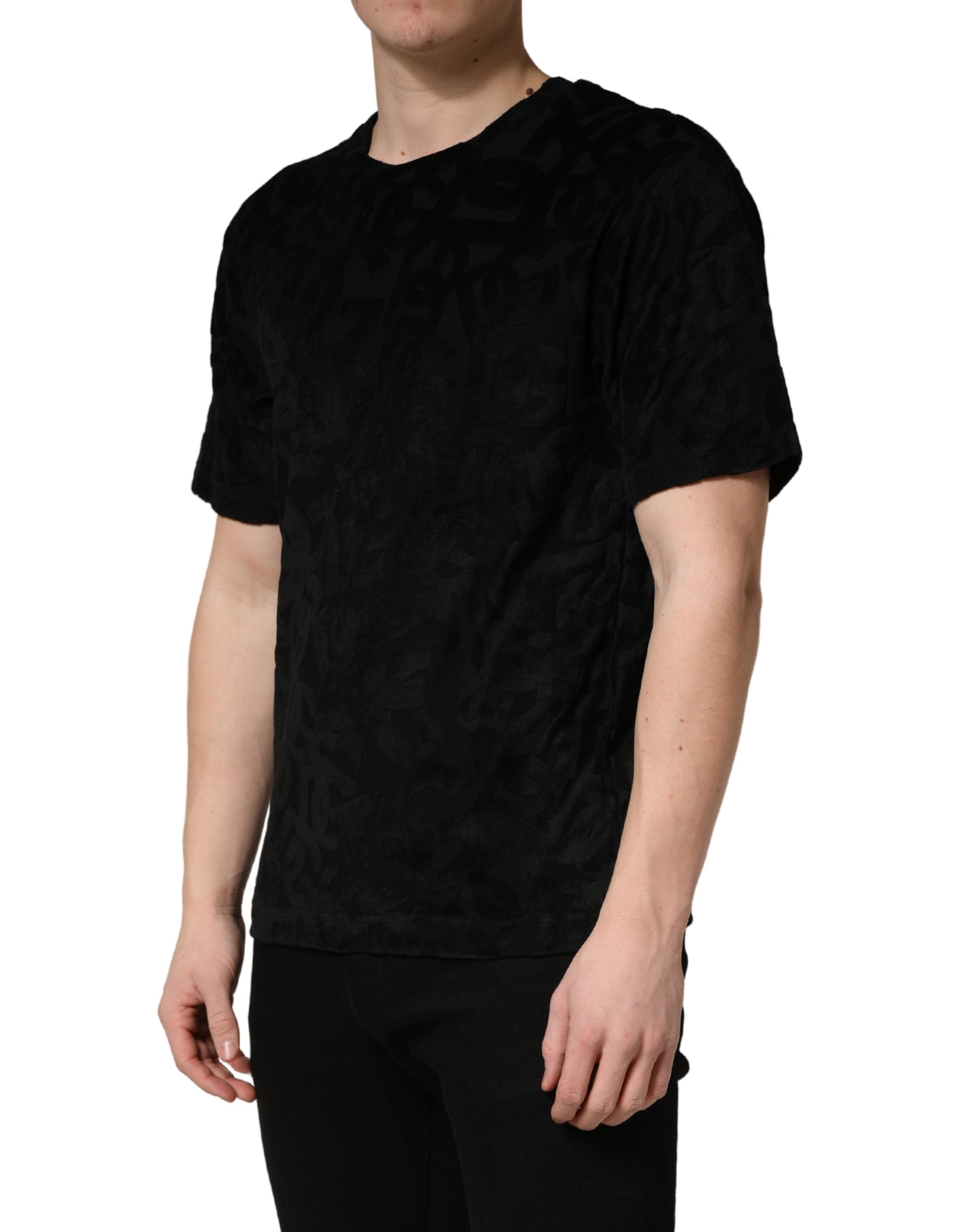 Dolce & Gabbana Schwarzes DG Mania Logo Print Freizeit T-Shirt