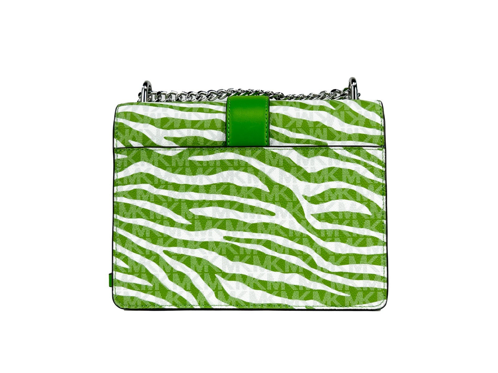 Michael Kors Greenwich Kleine Umhängetasche mit Logo-Print und Kette, Dschungelgrün 498 $