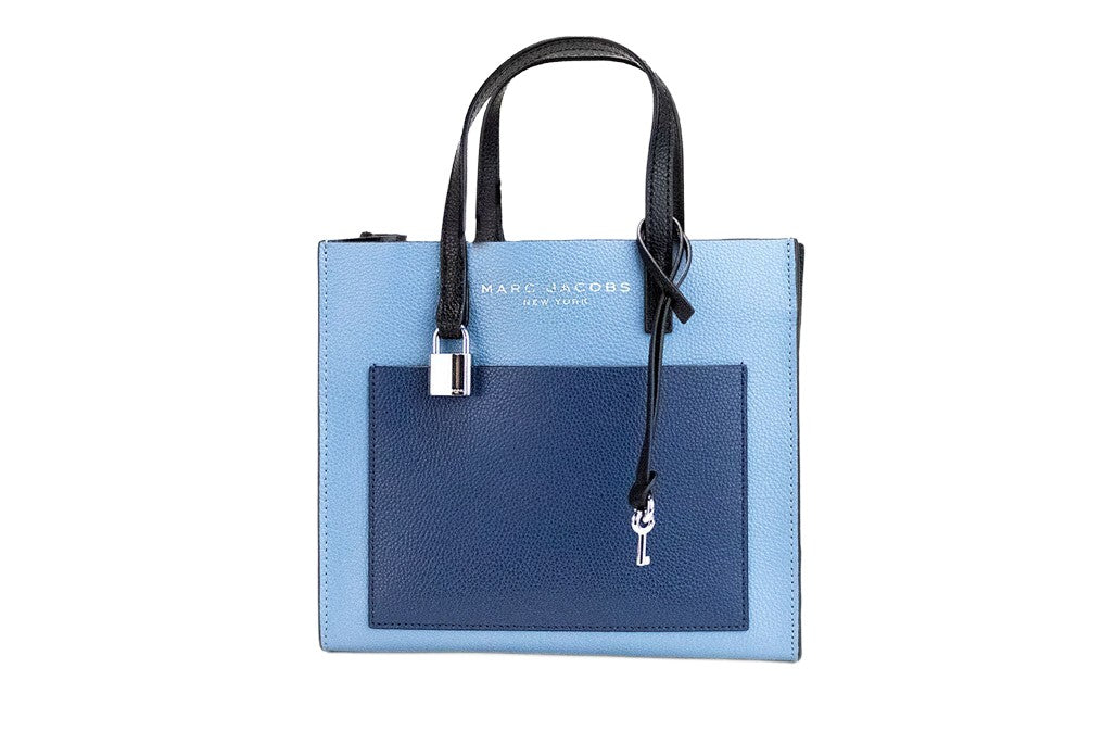 Marc Jacobs Grind Mini Blue Heaven Colorblock Leder Tote Umhängetasche Geldbörse
