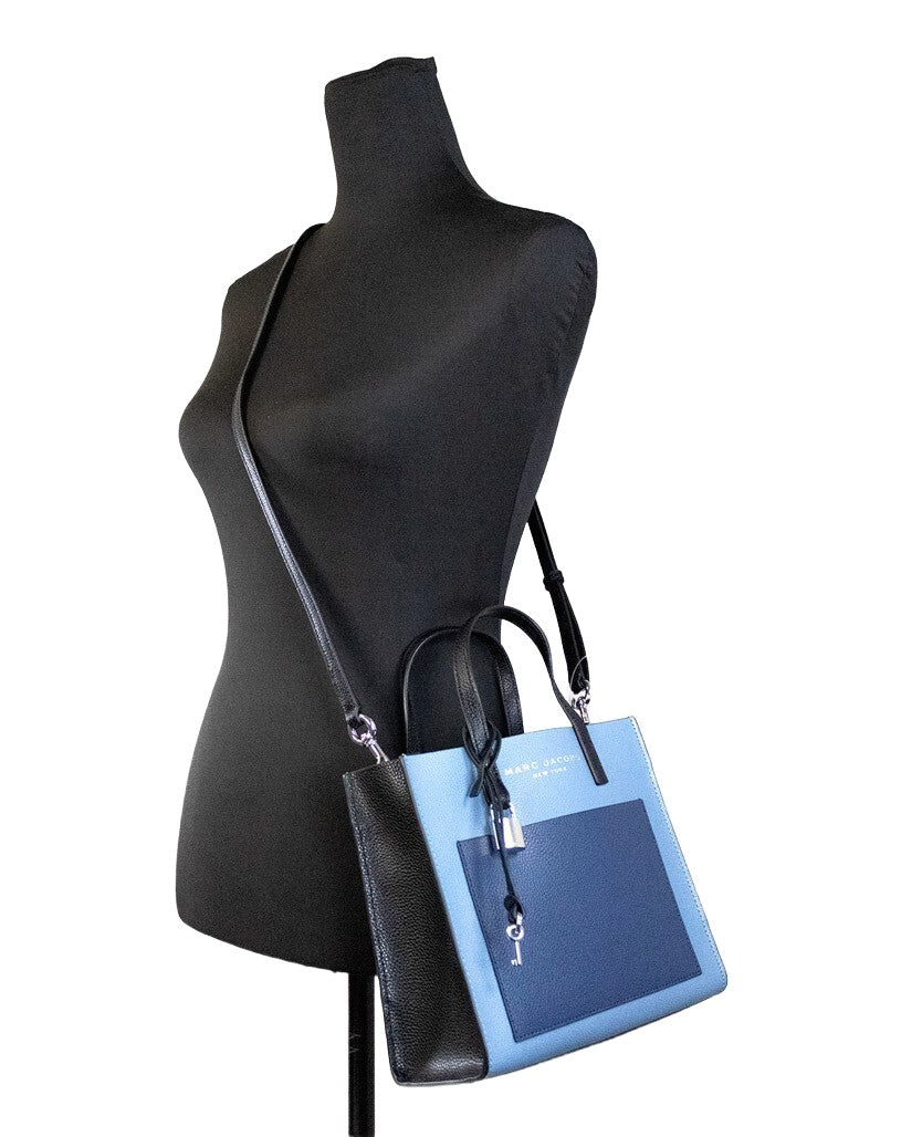 Marc Jacobs Grind Mini Blue Heaven Colorblock Leder Tote Umhängetasche Geldbörse
