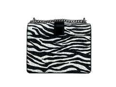 Michael Kors Greenwich Small Print Logo Crossbody Tote Chain Bag Black/White $498