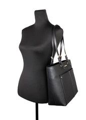 Michael Kors Damen Jet Set Travel Medium Double Pocket Tote Schwarz/Silber 35F3GTVT8B-001