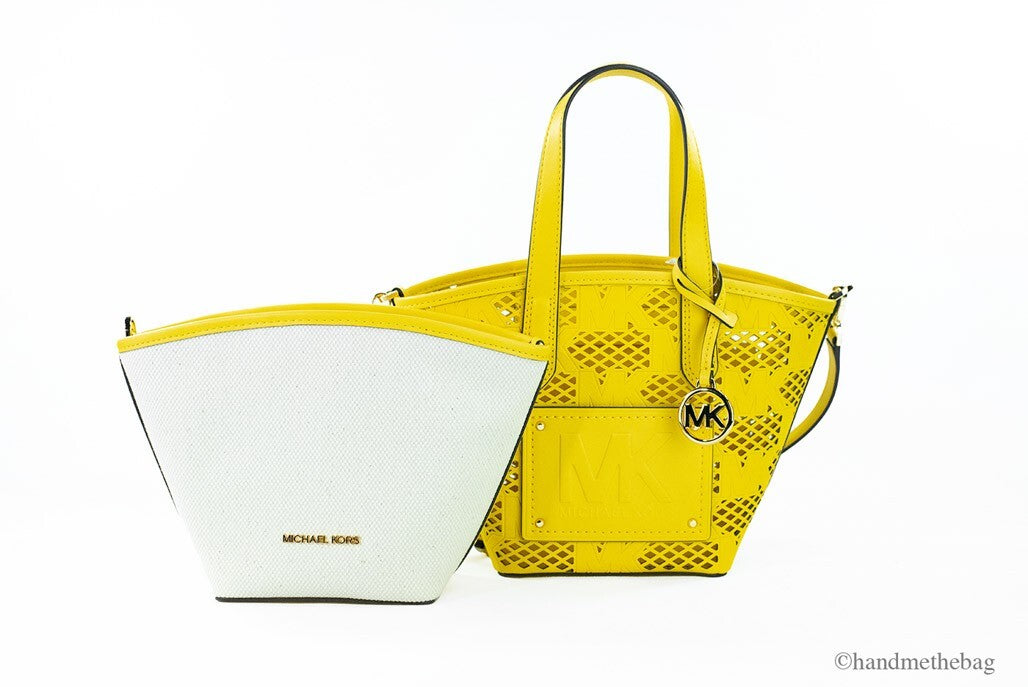 Michael Kors Kimber Small Daffodil Leder 2-in-1 Reißverschluss Tote Messenger Bag Handtasche