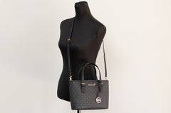 Michael Kors XS Carry All Jet Set Travel Womens Tote (BLACK SIG/GOLD)
