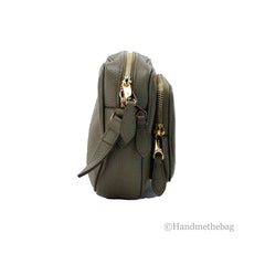 Burberry Small Branded Dark Fern Green Grainy Leather Camera Crossbody Bag