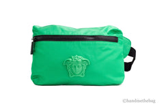 Versace Kleine hellgrüne Nylon Matt Medusa Gürteltasche Bauchtasche Hüfttasche