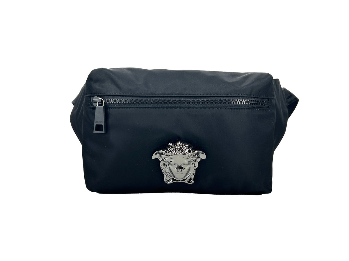Versace Medusa Zwarte Nylon Riemtas Heuptasje Portemonnee