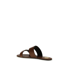 Saint Laurent Bruine Kalfsleren Platte Sandalen van de Bos Taurus