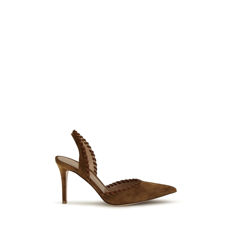 Gianvito Rossi Braune Pumps aus Kalbsleder Bos Taurus mit hohem Absatz