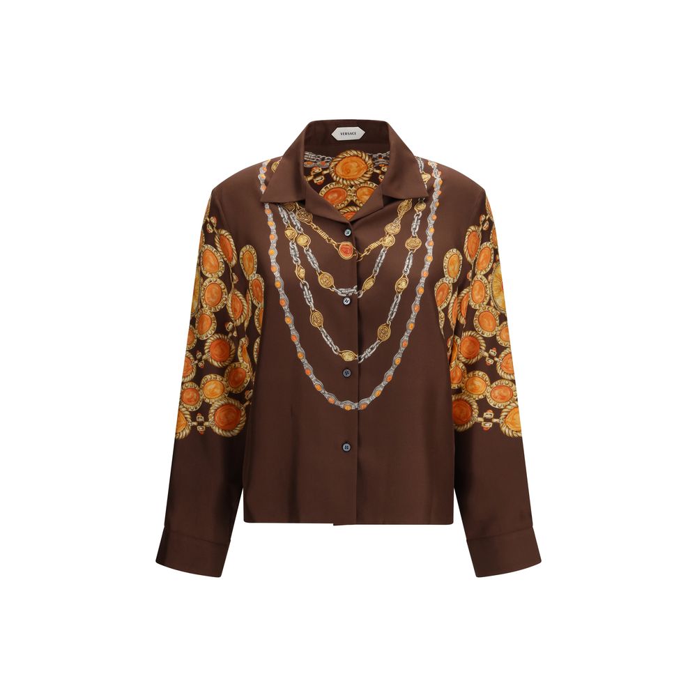 Versace Bruine Stoffen Blouse
