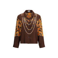 Versace Bruine Stoffen Blouse