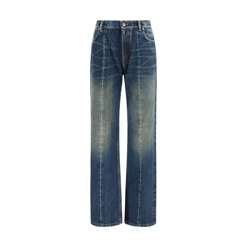 Versace Blaue Jeans mit geradem Bein aus Baumwolle