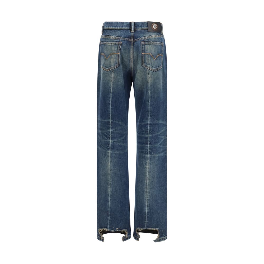 Versace Blaue Jeans mit geradem Bein aus Baumwolle