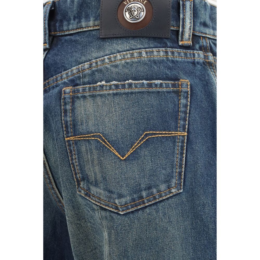 Versace Blaue Jeans mit geradem Bein aus Baumwolle