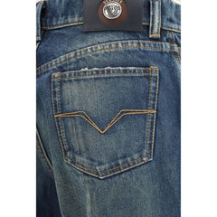 Versace Blaue Jeans mit geradem Bein aus Baumwolle