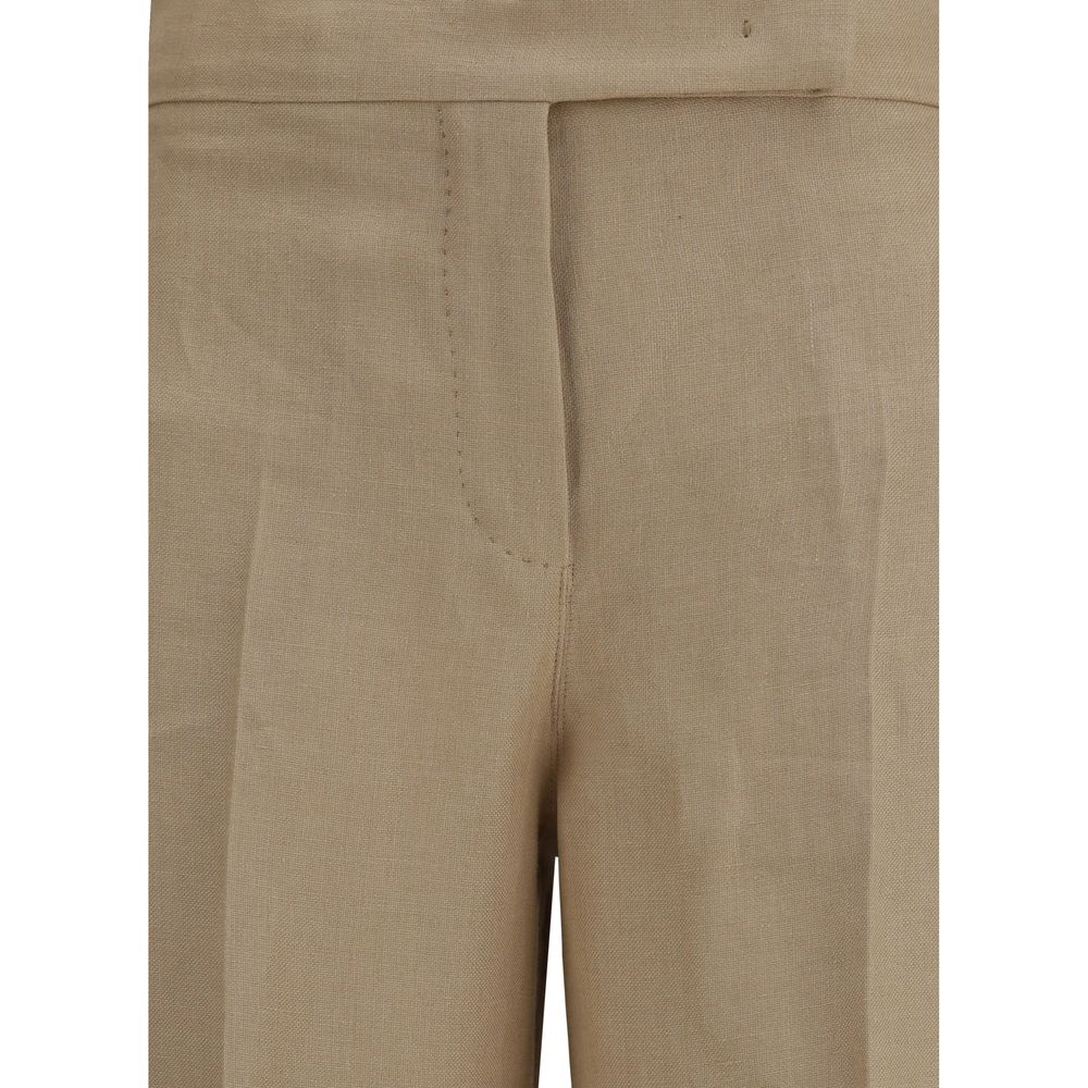 Max Mara Beigefarbene Leinenhose